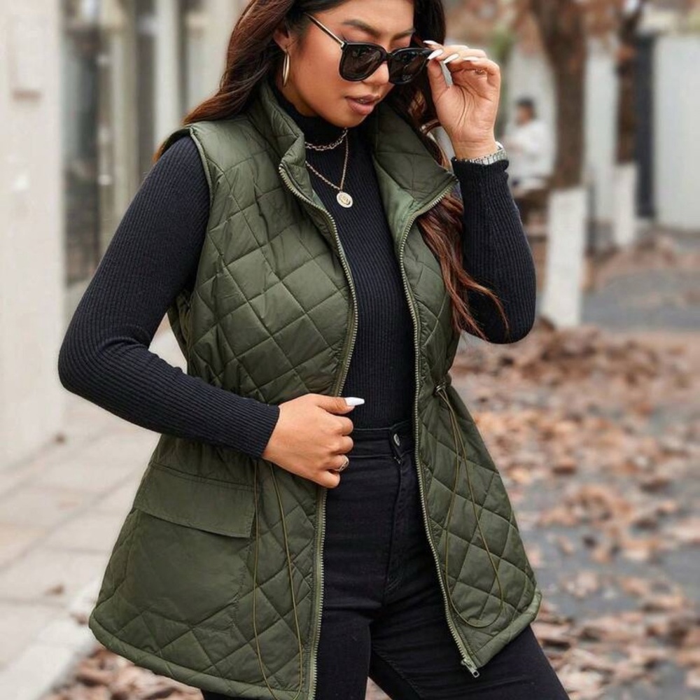 Olive Green Quilted Women's Vest
